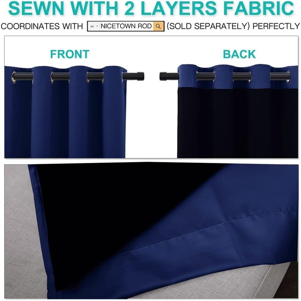 NICETOWN 100% Blackout Curtain Set, Thermal Insulated & Energy Efficiency Win... - Picture 4 of 5